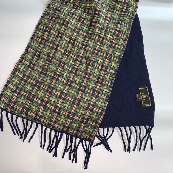 FENDI double faced SCARF silk & boiled wool - Picture 13 of 13